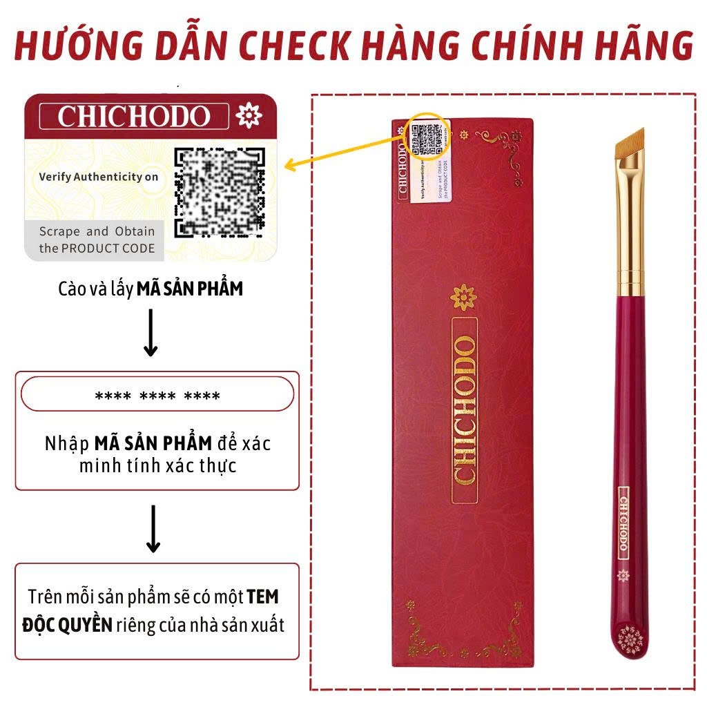 Cọ Kẻ Mắt/Cọ Viền Mắt Phẩy Sợi/Tém Mày Chuẩn Xác CHICHODO Angled Thin Liner/Brow C130